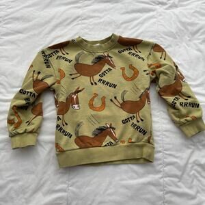H&M Gender Neutral Green Horse Horseshoe Gotta Run Print Sweatshirt 6X/7